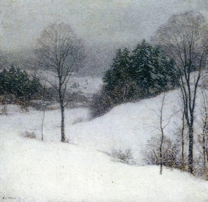 The White Veil by Willard Metcalf — hand-painted botanical oil painting reproduction on canvas