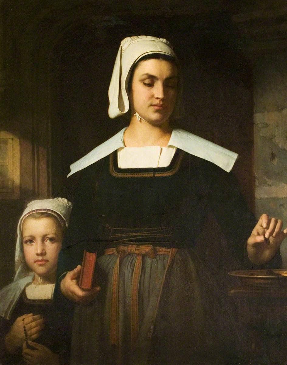 The Widow's Mite by Émile Auguste Hublin — hand-painted portrait oil painting reproduction on canvas