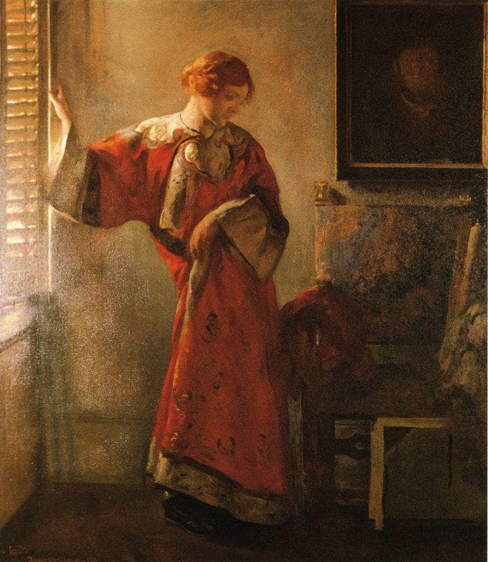 The Window Blind by Joseph DeCamp — hand-painted portrait oil painting reproduction on canvas