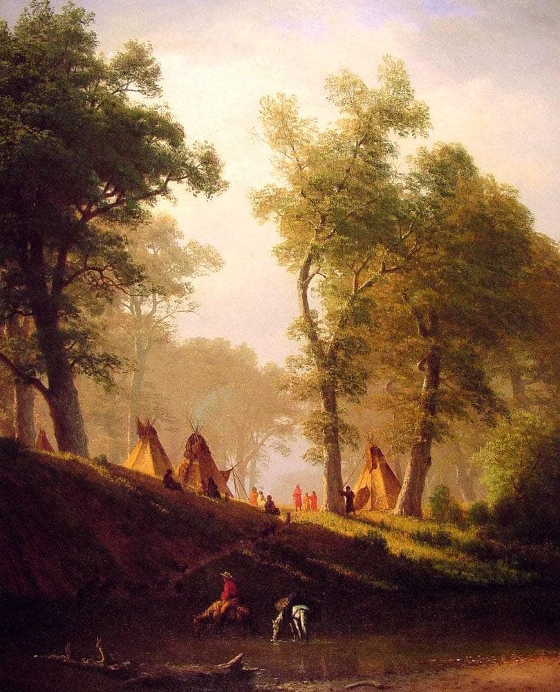 The Wolf River, Kansas by Albert Bierstadt — hand-painted botanical oil painting reproduction on canvas