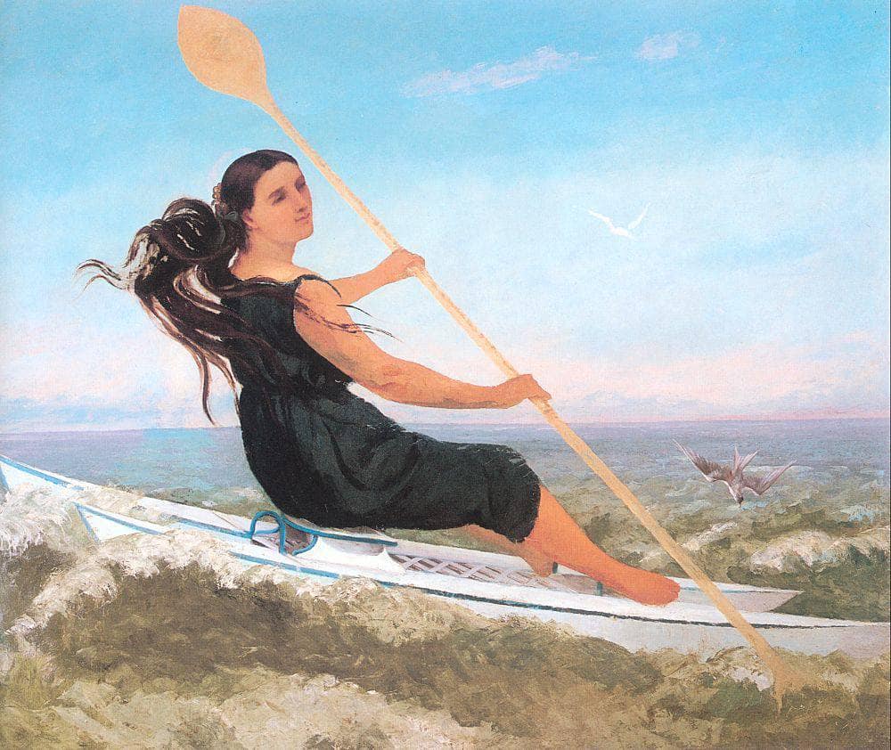 The Woman in a Podoscaphe by Gustave Courbet — hand-painted landscape oil painting reproduction on canvas