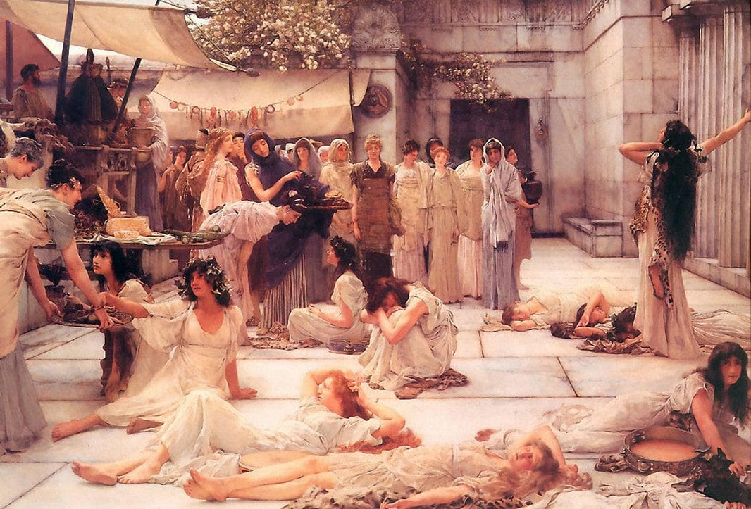 The Women of Amphissa by Sir Lawrence Alma-Tadema — hand-painted cultural oil painting reproduction on canvas