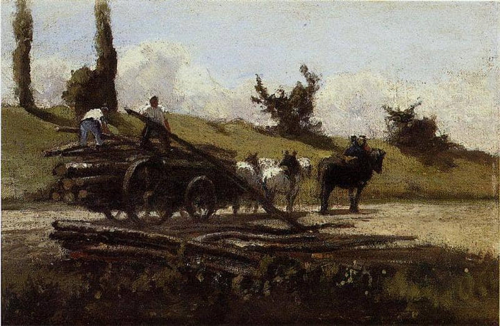The Wood Cart by Camille Pissarro — hand-painted botanical oil painting reproduction on canvas