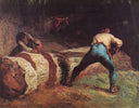 The Wood Sawyers by Jean-Francois Millet — forest oil painting wall art, Realism