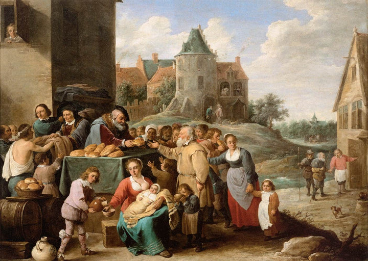 The Works of Mercy by David Teniers the Younger — hand-painted landscape oil painting reproduction on canvas