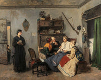 The wounded man visited by his relatives by Gerolamo Induno — hand-painted portrait oil painting reproduction on canvas