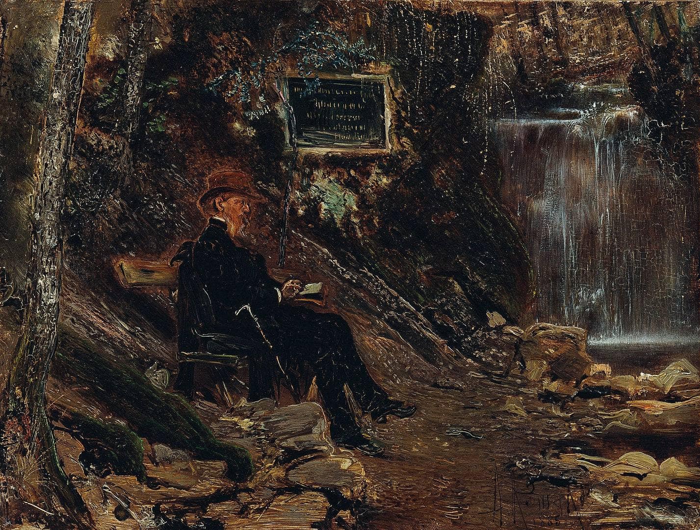 The writer Hermann Rollett at the waterfall