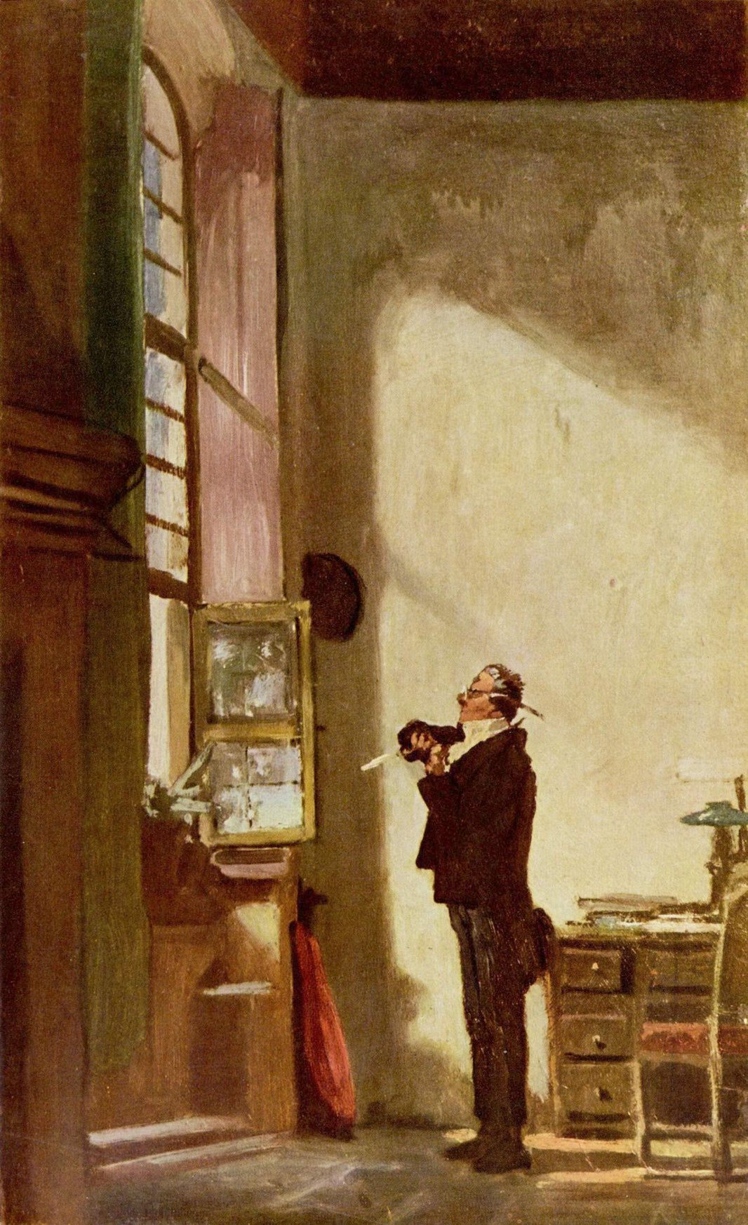 The Writer by Carl Spitzweg — hand-painted portrait oil painting reproduction on canvas