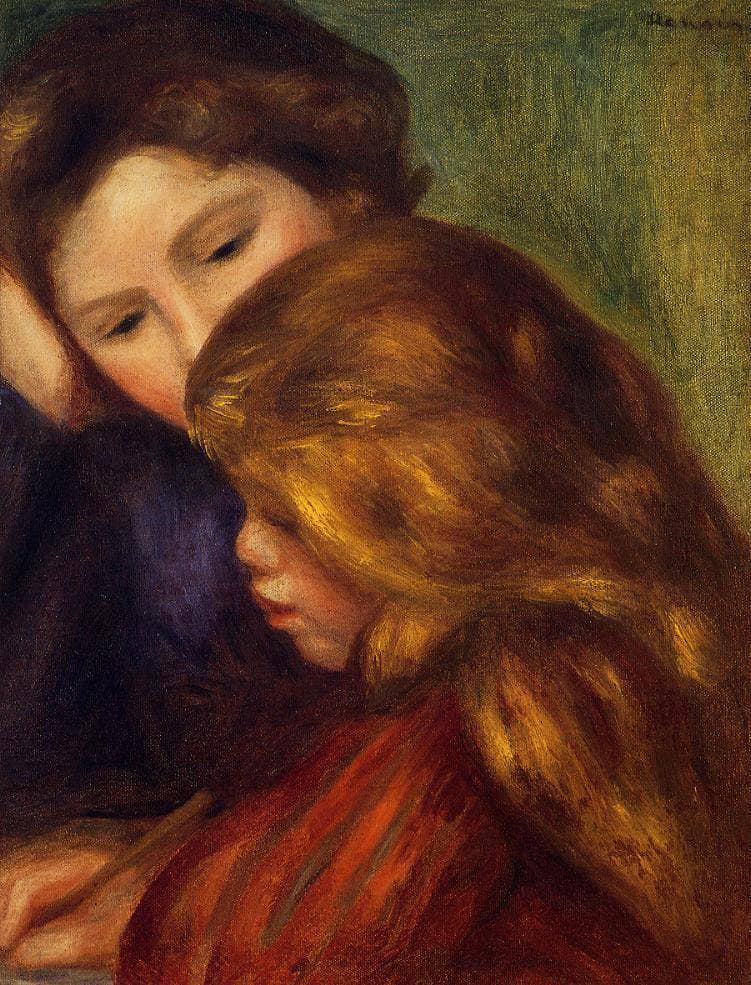 The Writing Lesson by Pierre-Auguste Renoir — hand-painted portrait oil painting reproduction on canvas