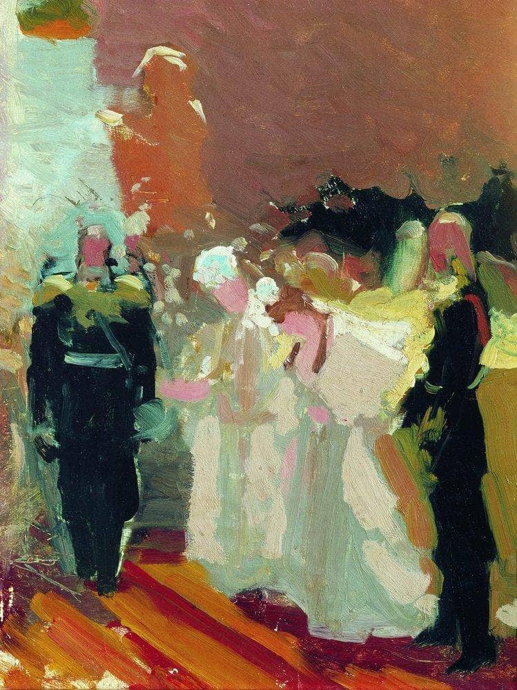 The yield on the Red Porch by Ilya Repin — hand-painted abstract oil painting reproduction on canvas