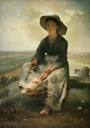 The Young Shepherdess by Jean-Francois Millet — children oil painting wall art, Realism