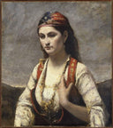 The Young Woman of Albano by Camille Corot — hand-painted portrait oil painting reproduction on canvas