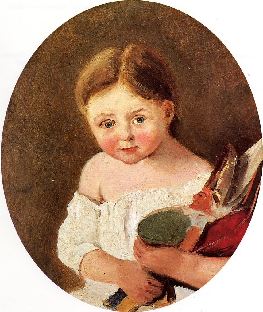 The Youngest Daughter of M. Edouard Delalain by Camille Corot — hand-painted portrait oil painting reproduction on canvas