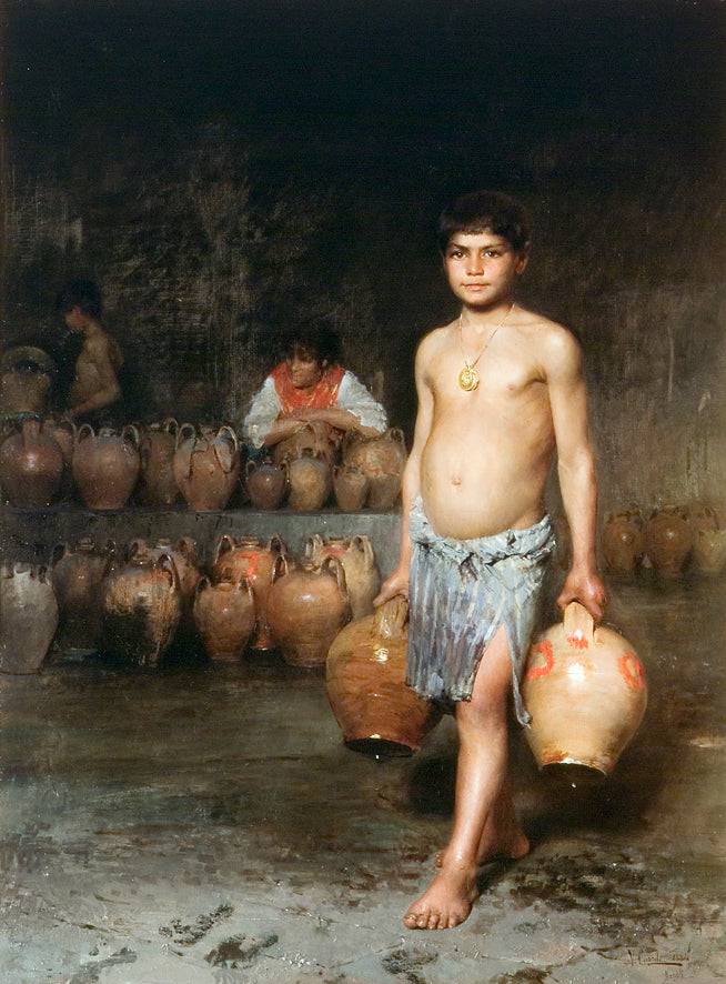 The zurfegna water in Santa Lucia by Vincenzo Caprile — hand-painted portrait oil painting reproduction on canvas