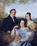 Théodore Joseph Jonet and his two daughters by François-Joseph Navez — group oil painting wall art, Neoclassicism