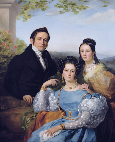 Théodore Joseph Jonet and his two daughters by François-Joseph Navez — oil painting reproduction