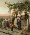 There comes the train by Gerolamo Induno — group oil painting wall art, Romanticism