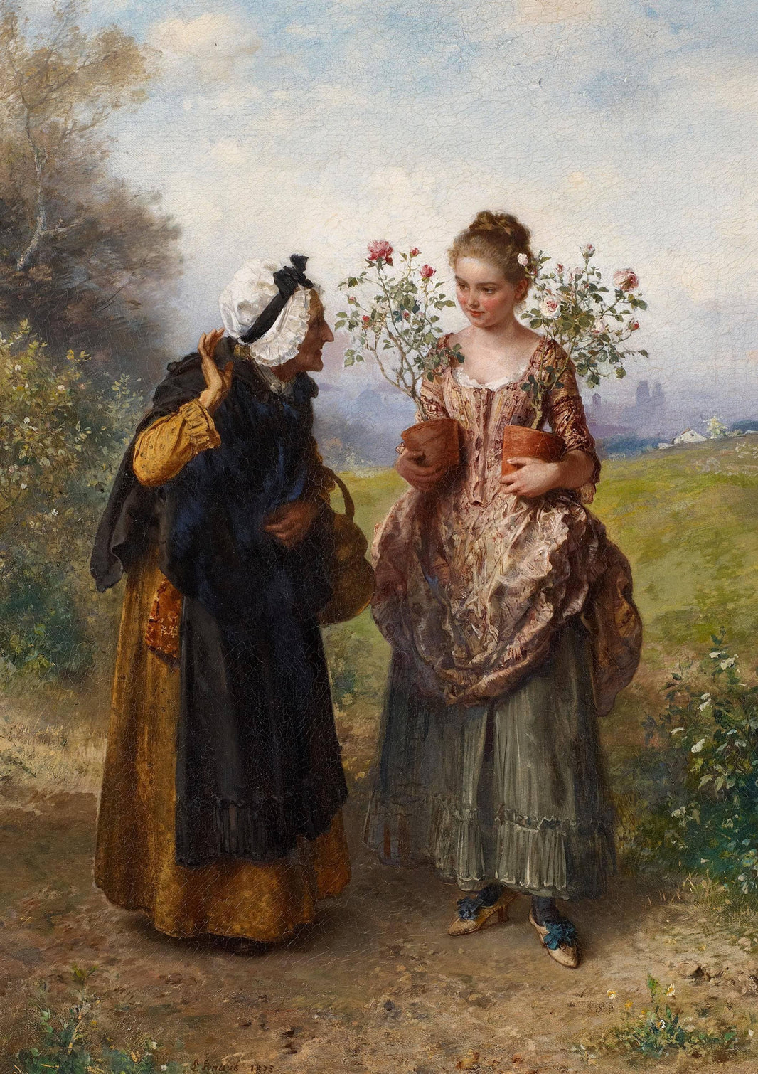 Thorns and roses by Ludwig Knaus — hand-painted cultural oil painting reproduction on canvas