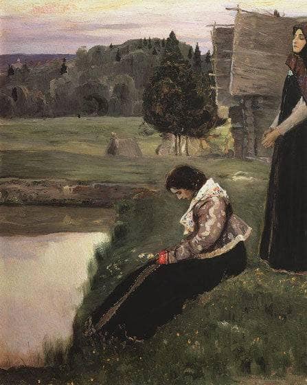Thought by Mikhail Nesterov — hand-painted architectural oil painting reproduction on canvas
