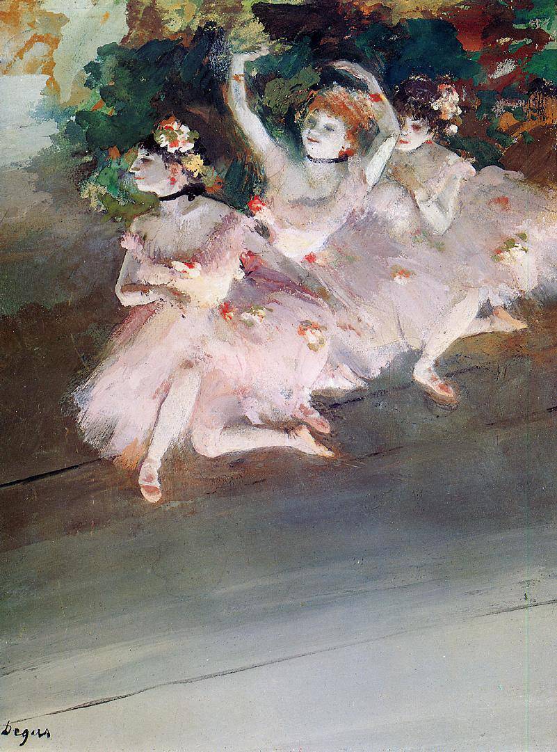 Three Ballet Dancers by Edgar Degas, hand-painted portrait oil painting reproduction on canvas