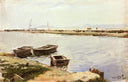 Three Boats By A Shore by Joaquín Sorolla — ships oil painting wall art, Impressionism