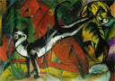Three Cats by Franz Marc — hand-painted abstract oil painting reproduction on canvas
