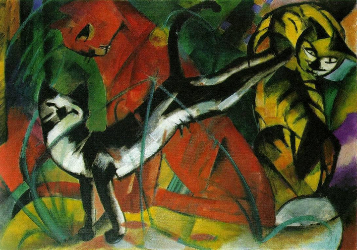 Three Cats by Franz Marc — hand-painted abstract oil painting reproduction on canvas
