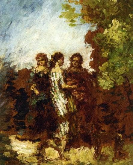 Three Friends by Adolphe Joseph Thomas Monticelli — hand-painted portrait oil painting reproduction on canvas