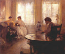Three Girls Reading by Edmund Charles Tarbell — male oil painting wall art, Impressionism