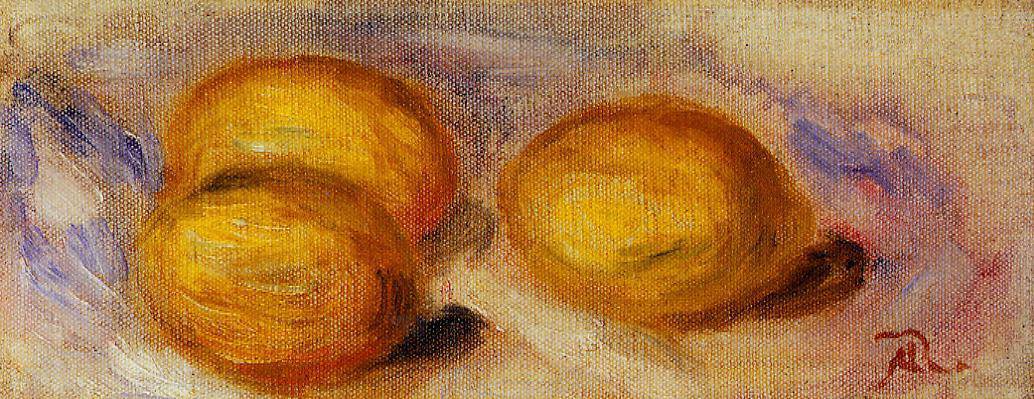 Three Lemons by Pierre-Auguste Renoir, hand-painted still oil painting reproduction on canvas