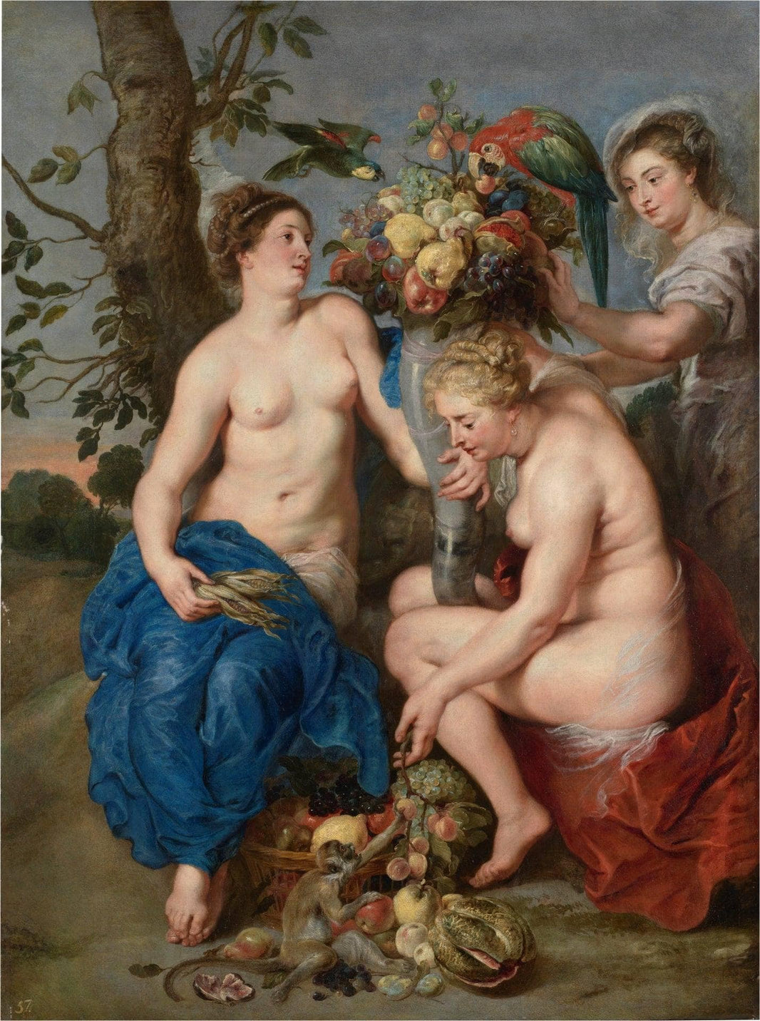 Three Nymphs with the Horn of Plety by Peter Paul Rubens — hand-painted cultural oil painting reproduction on canvas