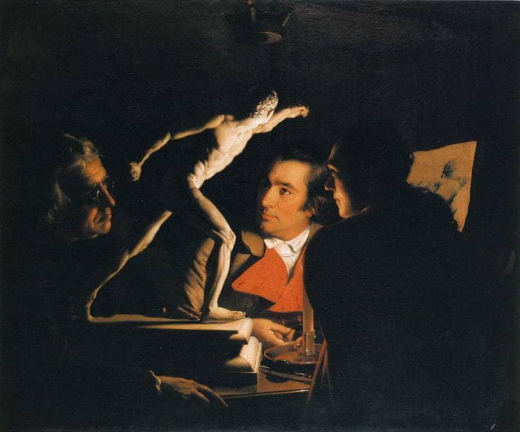 Three Persons Viewing the Gladiator by Candlelight
