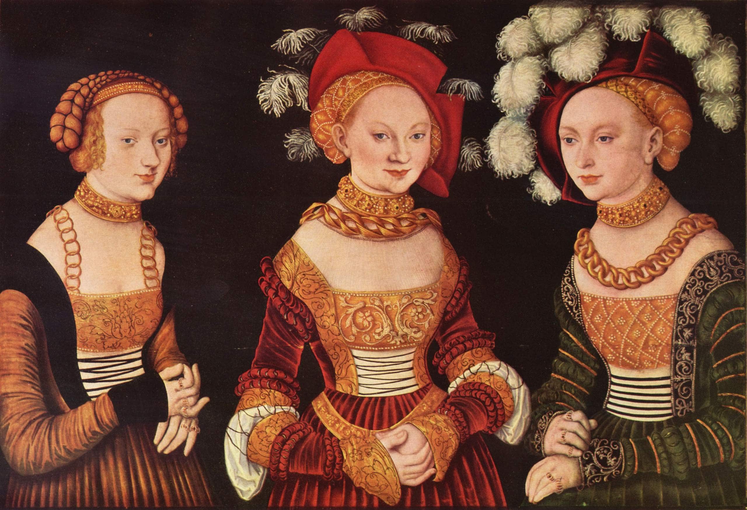 Three princesses of Saxony, Sibylla, Emilia and Sidonia, daughters of Duke Heinrich of Frommen - Lucas Cranach the Elder