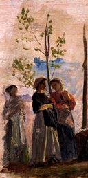 Three women standing (sketch) by Cristiano Banti, group oil painting wall art, Realism