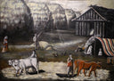 Threshing Floor at Dusk by Niko Pirosmani — hand-painted animal oil painting reproduction on canvas