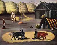 Threshing the floor in a Georgian country village by Niko Pirosmani — hand-painted animal oil painting reproduction on canvas