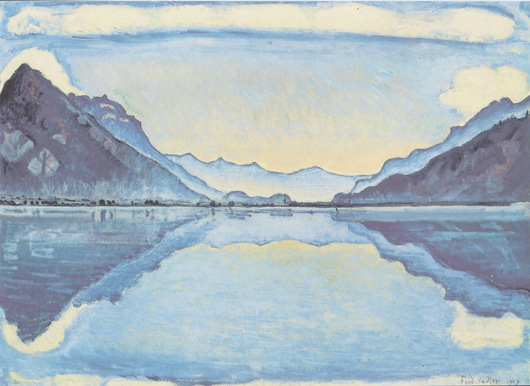 Thun with symmetric mirroring by Ferdinand Hodler — hand-painted landscape oil painting reproduction on canvas