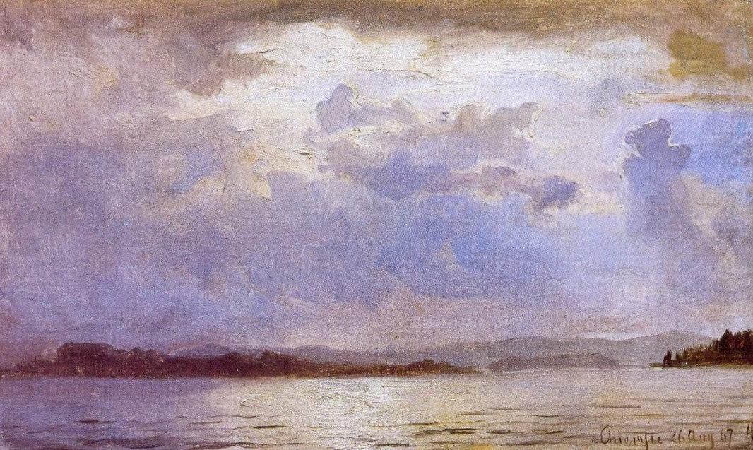Thunder Clouds over the Chiemsee by Hans Gude — hand-painted landscape oil painting reproduction on canvas