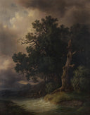 Thunderstorm landscape by Josef Kriehuber — hand-painted landscape oil painting reproduction on canvas