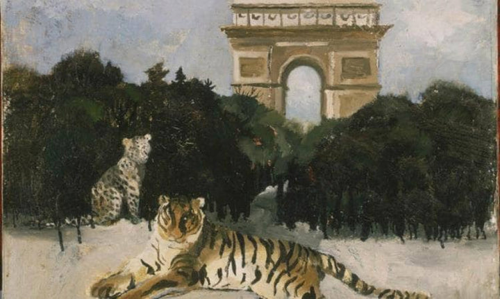 Tiger and Arc De Triomphe by Christopher Wood — hand-painted animal oil painting reproduction on canvas