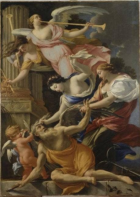 Time Defeated by Love, Beauty and Hope by Simon Vouet — hand-painted cultural oil painting reproduction on canvas