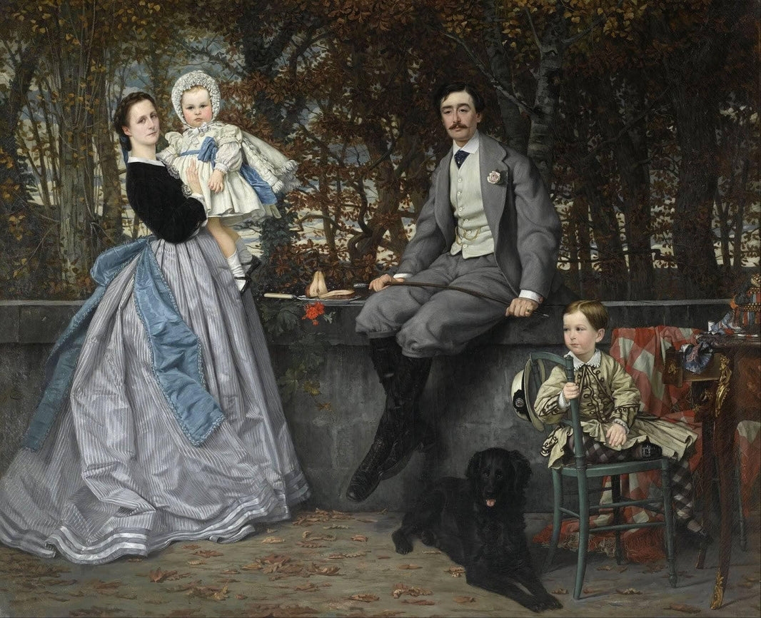 Portrait of the Marquis and Marchioness of Miramon and their children by James Tissot — hand-painted portrait oil painting reproduction on canvas
