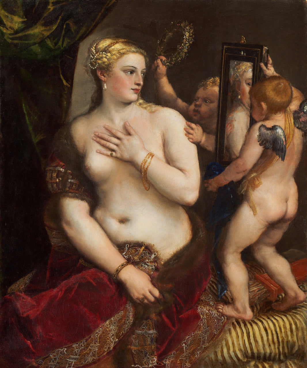 Venus in Front of the Mirror by Titian — hand-painted cultural oil painting reproduction on canvas
