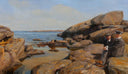 To Mænd I Samtale På En Klippekyst by Hans Andersen Brendekilde — hand-painted landscape oil painting reproduction on canvas