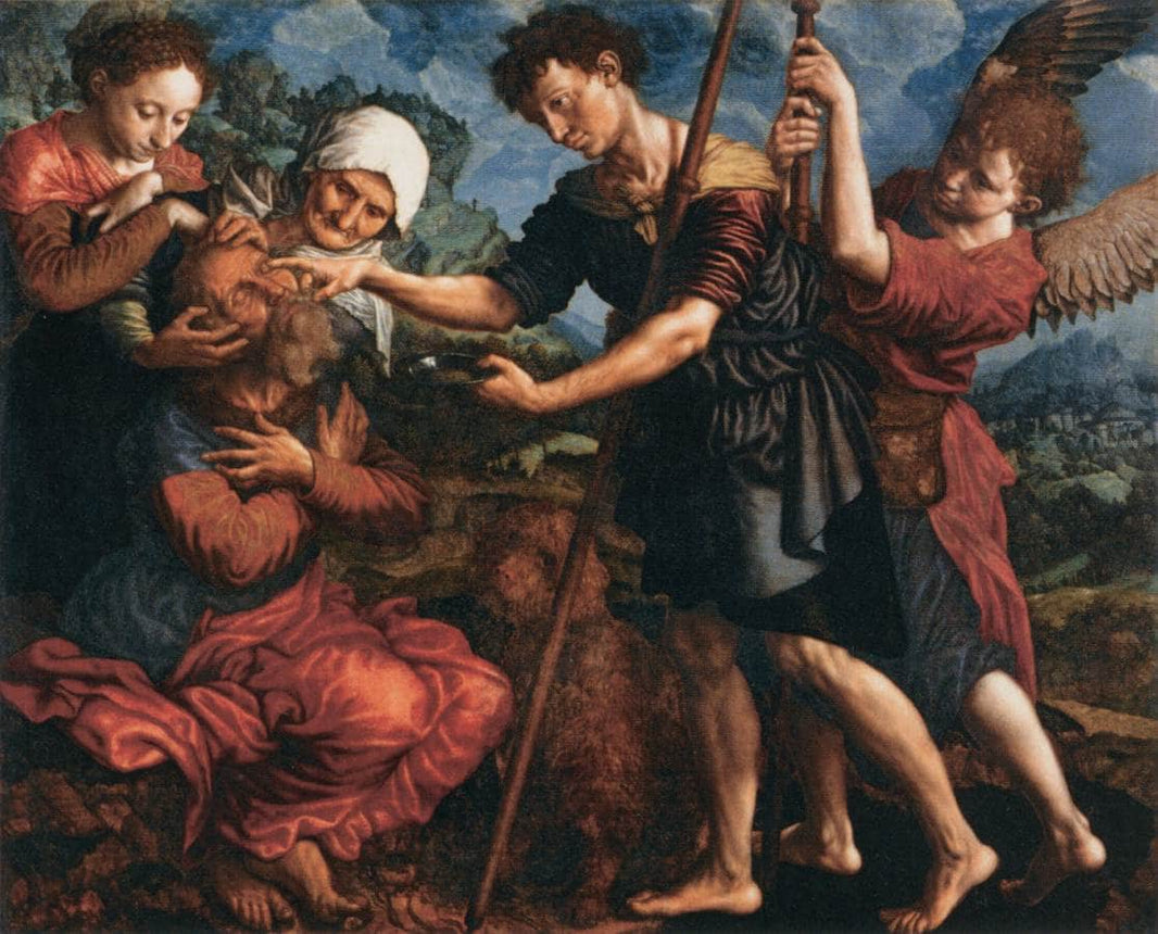 Tobias Restores his Father's Sight by Jan van Hemessen — hand-painted cultural oil painting reproduction on canvas