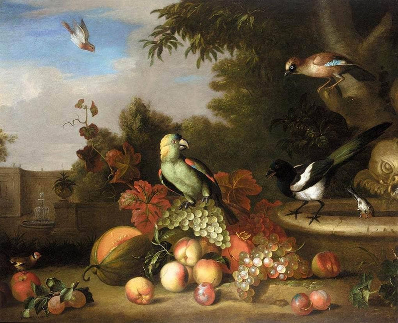 Still-life of Fruit and Birds on gallery wrap