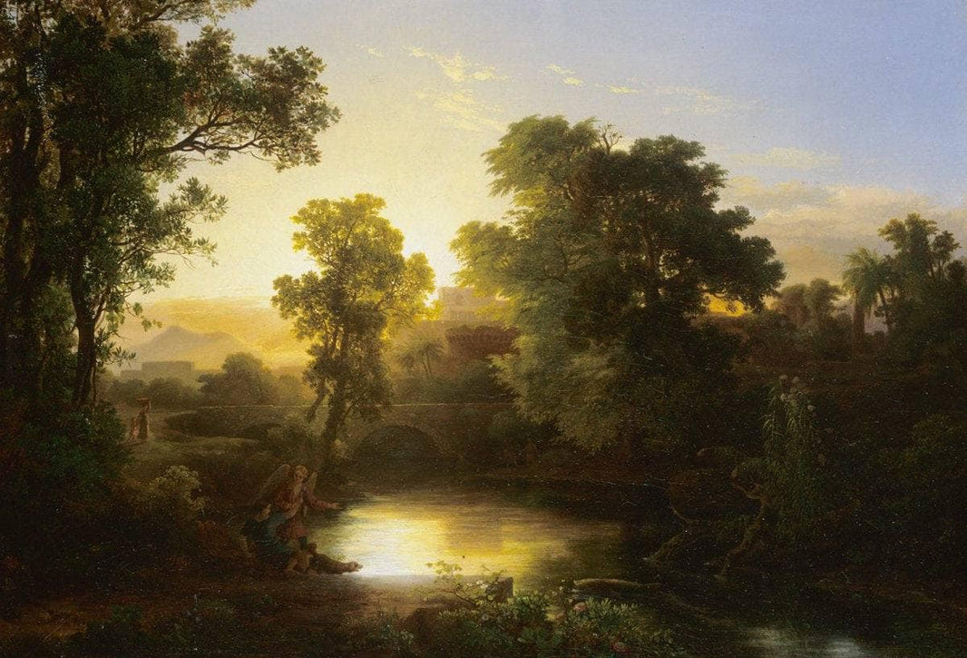 Tobias with the Angel by Károly Markó the Elder — hand-painted landscape oil painting reproduction on canvas