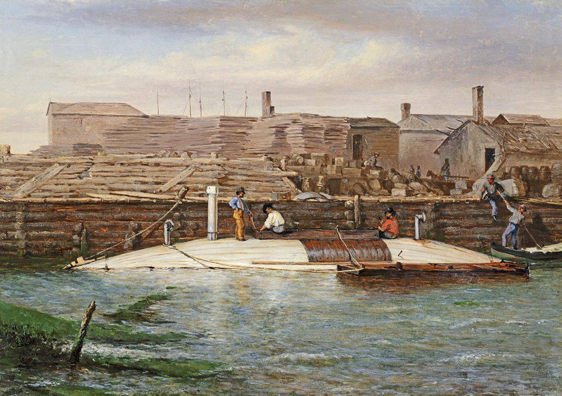 Torpedo Boat David at Charleston Dock, Oct. 25, 1863 - Conrad Wise Chapman