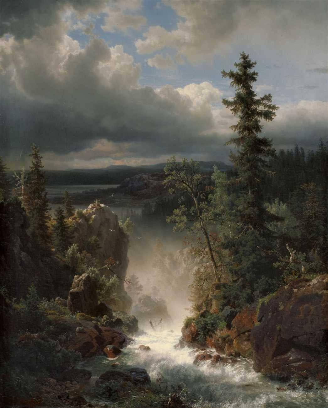 Torrent by Andreas Achenbach — hand-painted eco oil painting reproduction on canvas