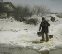 Tøsne by Hans Andersen Brendekilde — snow oil painting wall art, Realism